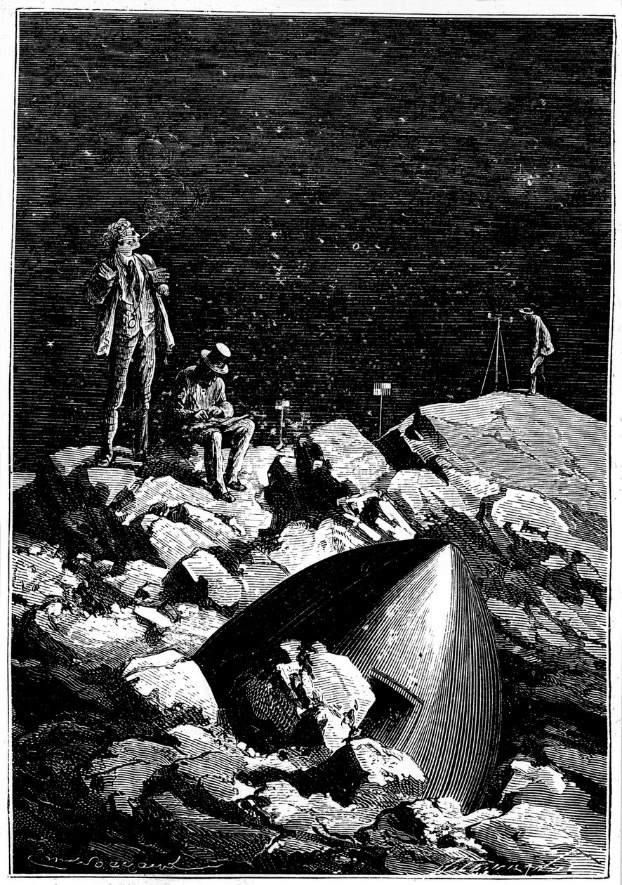 Illustration aus De la Terre à la Lune von Jules Verne, 1865 von Unbekannt