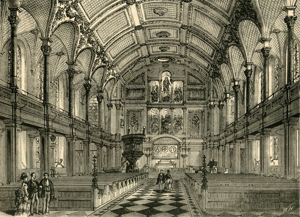 Innenraum der St. Andrews Kirche, um 1872 von Unbekannt