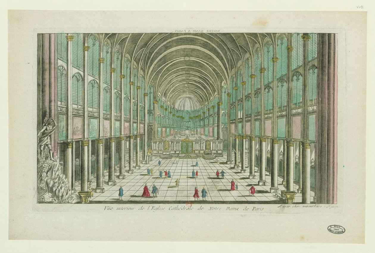 Innenansicht der Kathedrale Notre-Dame de Paris, ca. 1770 von Unbekannt