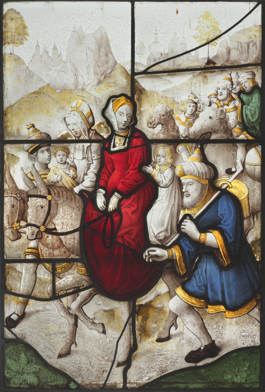 Jakob kehrt mit Rahel und Lea nach Kanaan zurück, verfolgt von Laban, c. 1525 von Unbekannt
