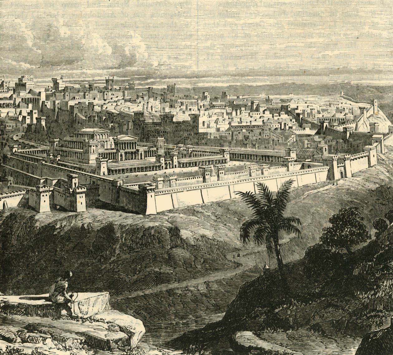 Jerusalem zur Zeit Jesu Christi, zeigt den Tempel, wie er von Herodes dem Großen restauriert wurde, 1890 von Unbekannt