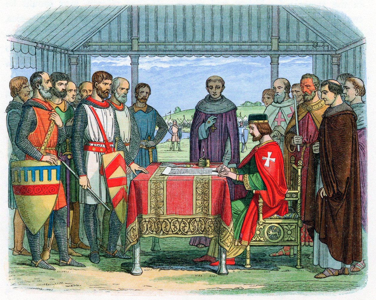 König Johann unterzeichnet die Magna Carta in Runnymede, Surrey, 15. Juni 1215, 1864 von Unbekannt