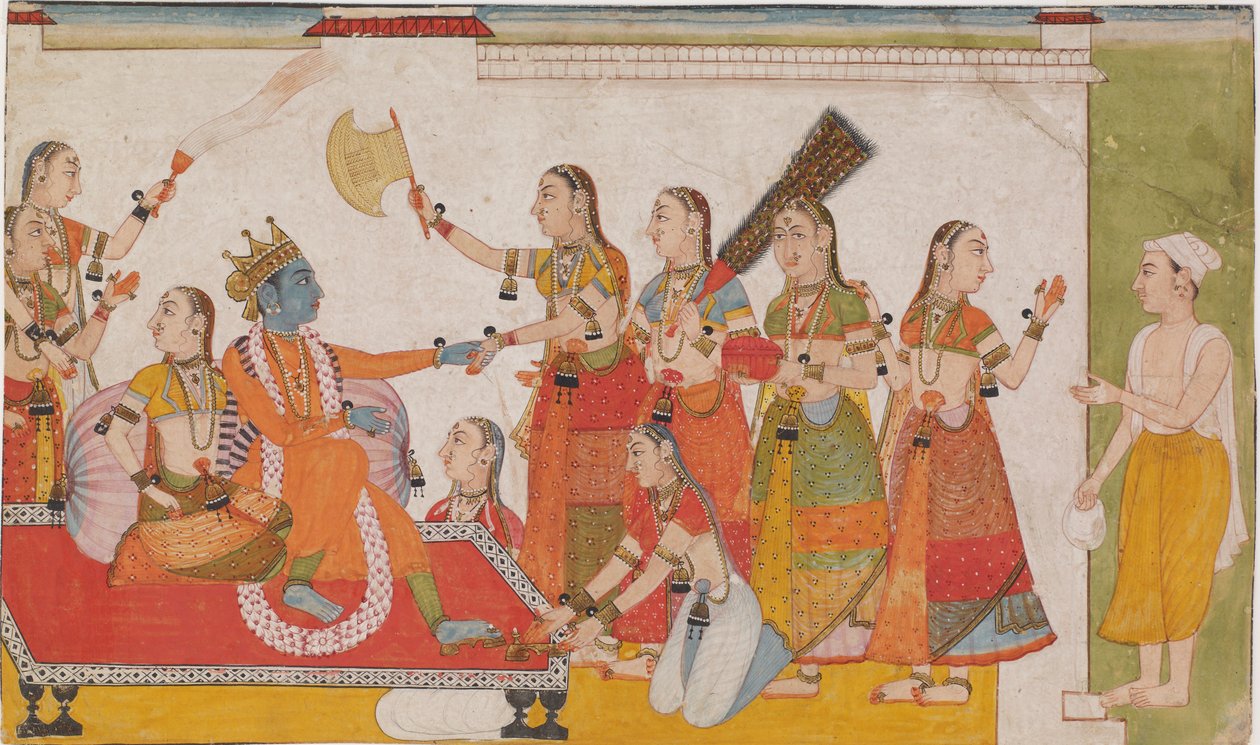 Krishna begrüßt Sudama, aus einem Bhagavata Purana von Unbekannt