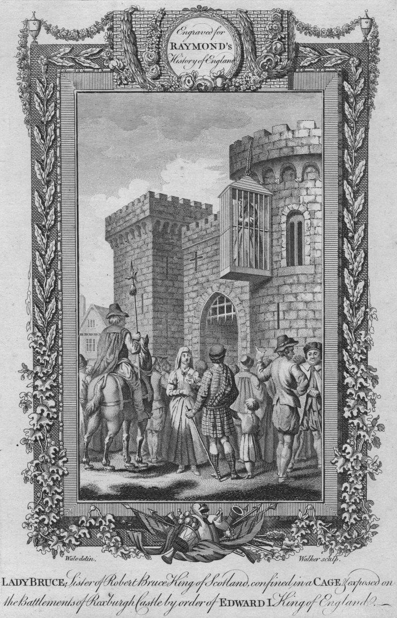 Lady Bruce, Schwester von Robert Bruce, König von Schottland, in einem Käfig eingesperrt, um 1787 von Unbekannt