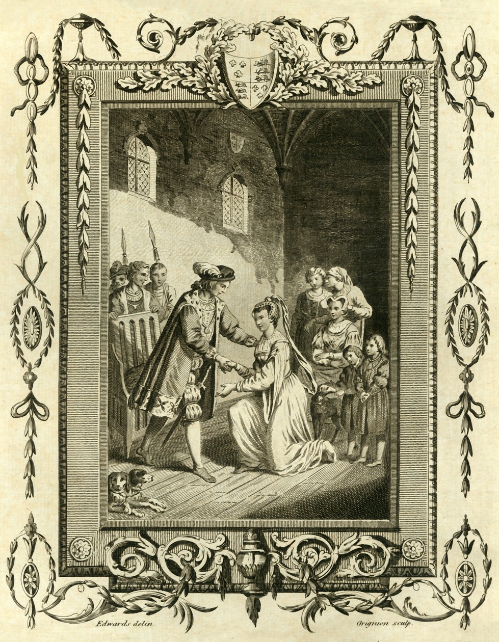 Lady Elizabeth Grey bittet Edward IV, ihre Ländereien zurückzugeben, 1461, 1783 von Unbekannt