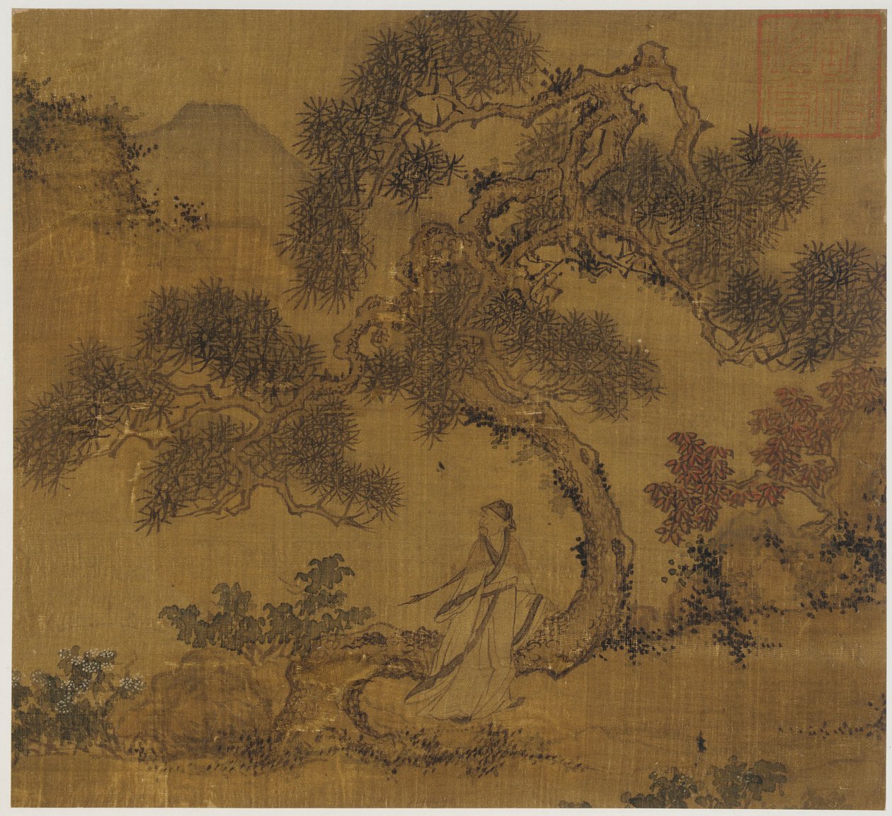 Landschaft: ein Mann unter einer Kiefer, Ming-Dynastie, 1368-1644 von Unbekannt
