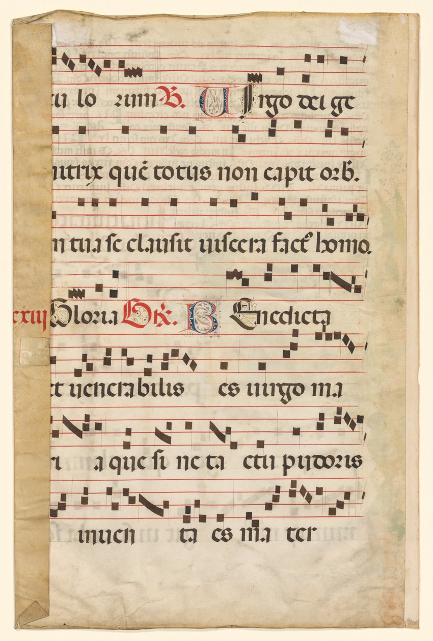 Blatt aus einem Graduale mit Musik (verso), ca. 1420-1450 von Unbekannt