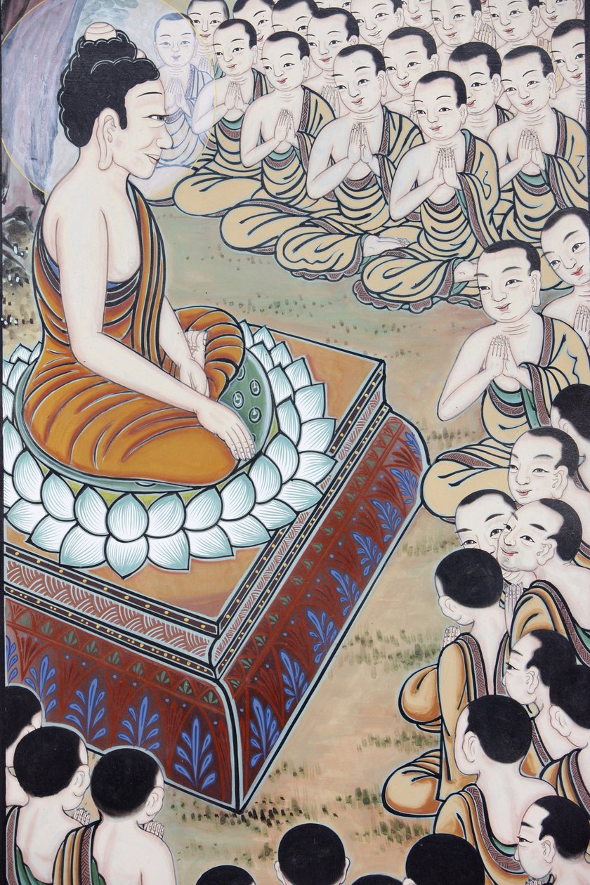 Leben des Buddha. Der Buddha gewann viele Anhänger. Bei einer Gelegenheit versammelten sich spontan 1250 Mönche, um seine Lehre zu hören (Dieser Tag wird in buddhistischen Ländern als Feiertag begangen) von Unbekannt