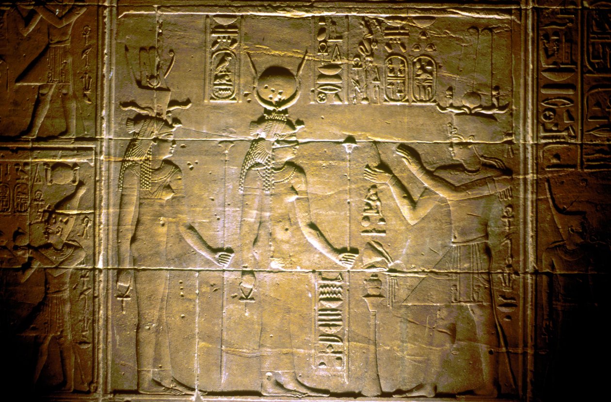 Kalksteinrelief im Tempel von Philae, antikes Ägypten von Unbekannt