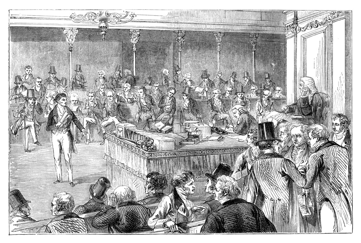 Lord John Russell 1792-1878 stellt den Reform Act von 1832 vor, um 1895 von Unbekannt