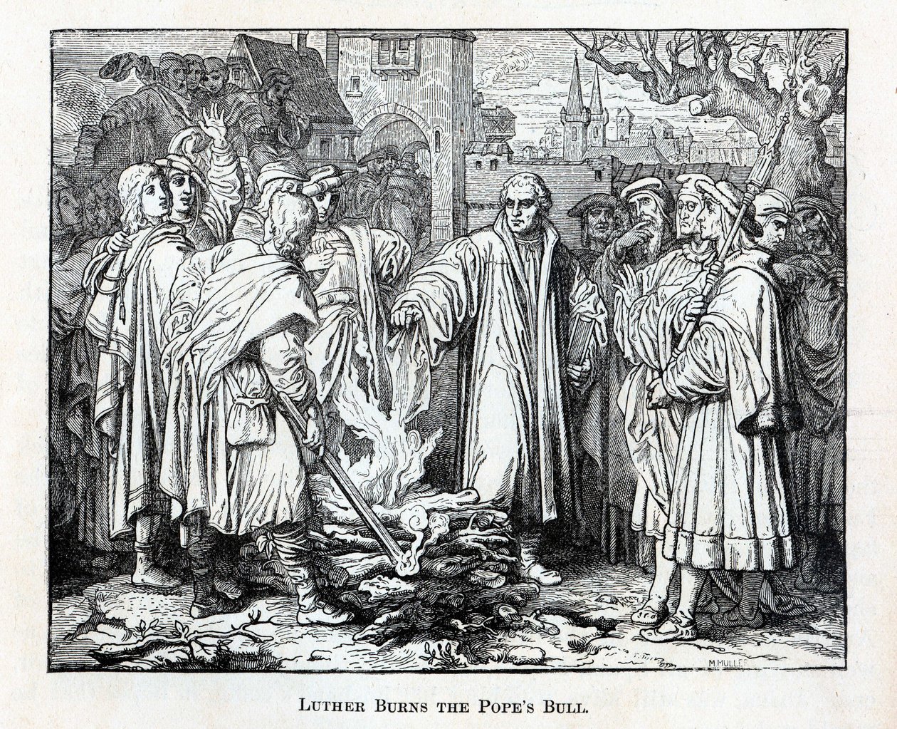 Luther verbrennt die Bulle des Papstes, 1882 von Unbekannt