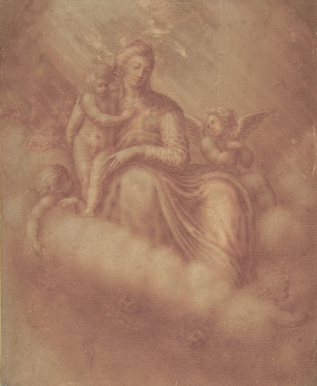 Madonna und Kind unter den Wolken von Unbekannt
