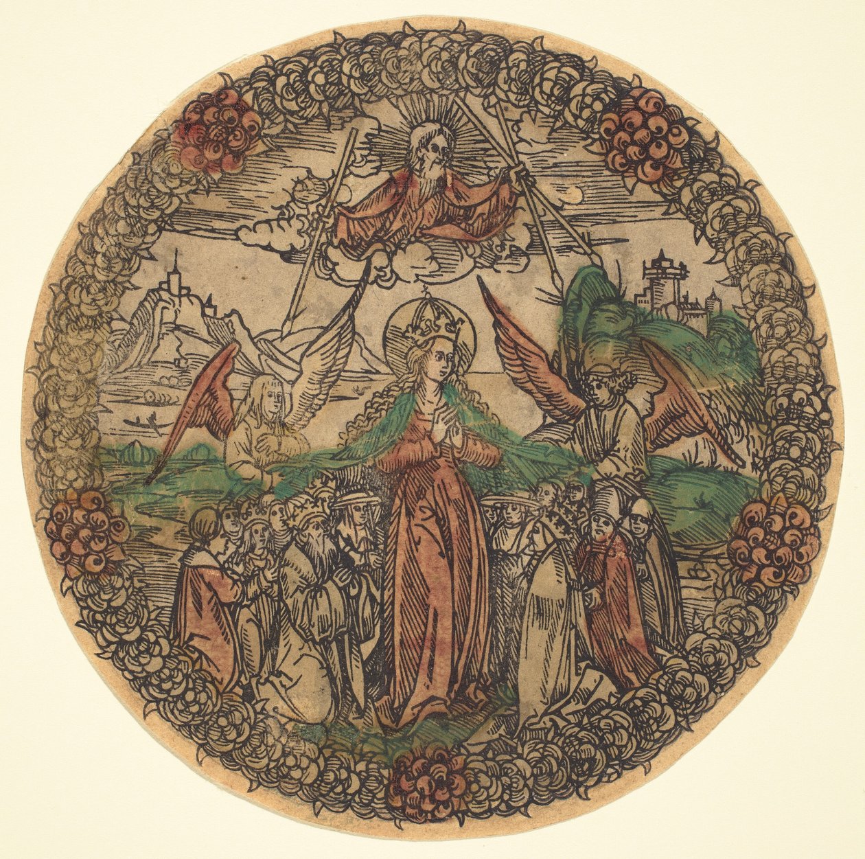 Madonna in einem Rosenkranz, 1490-1500 von Unbekannt