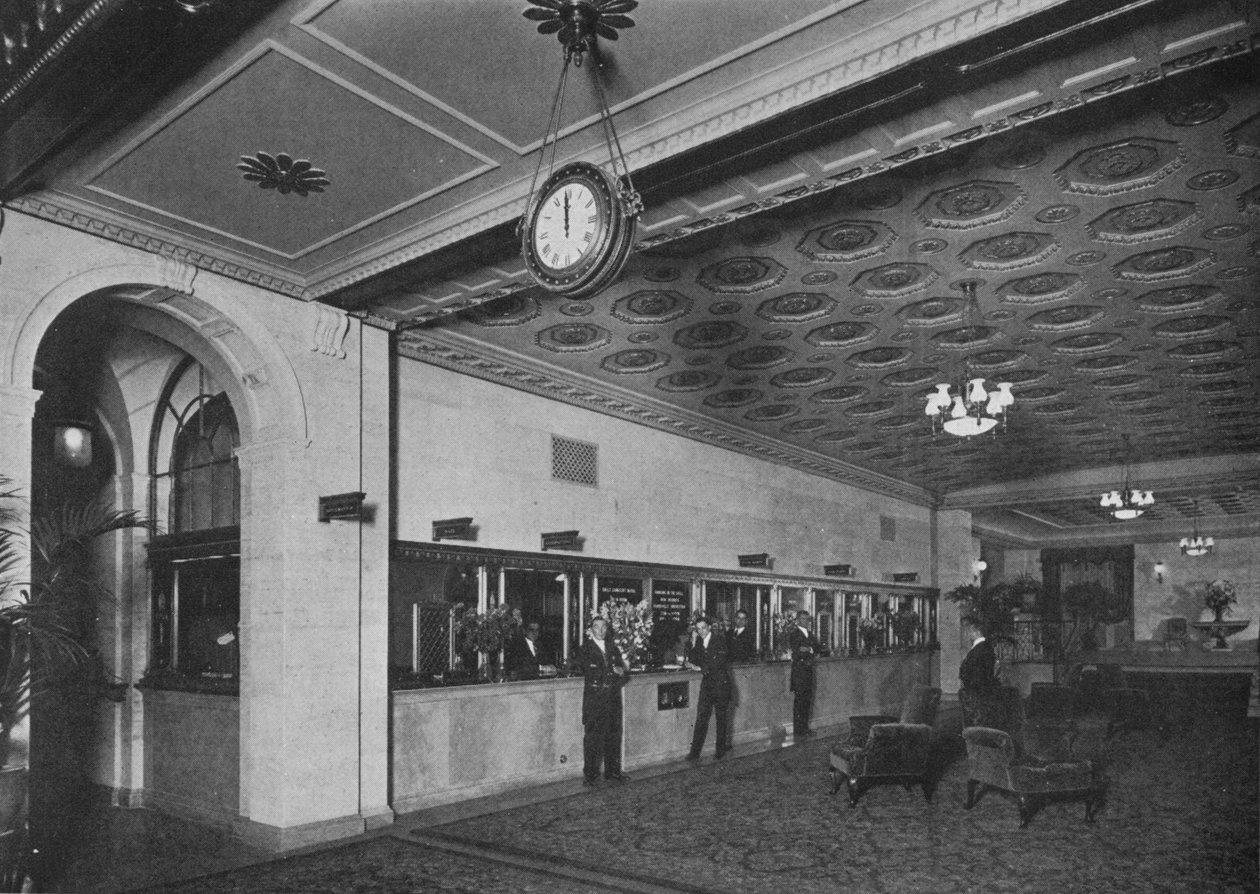 Hauptbüro neben der Eingangshalle, Roosevelt Hotel, New York City, 1924 von Unbekannt