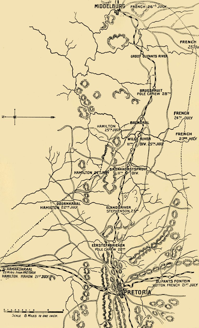Karte, die den östlichen Umzug von Eerstefabrieken nach Middelburg illustriert, 1901 von Unbekannt