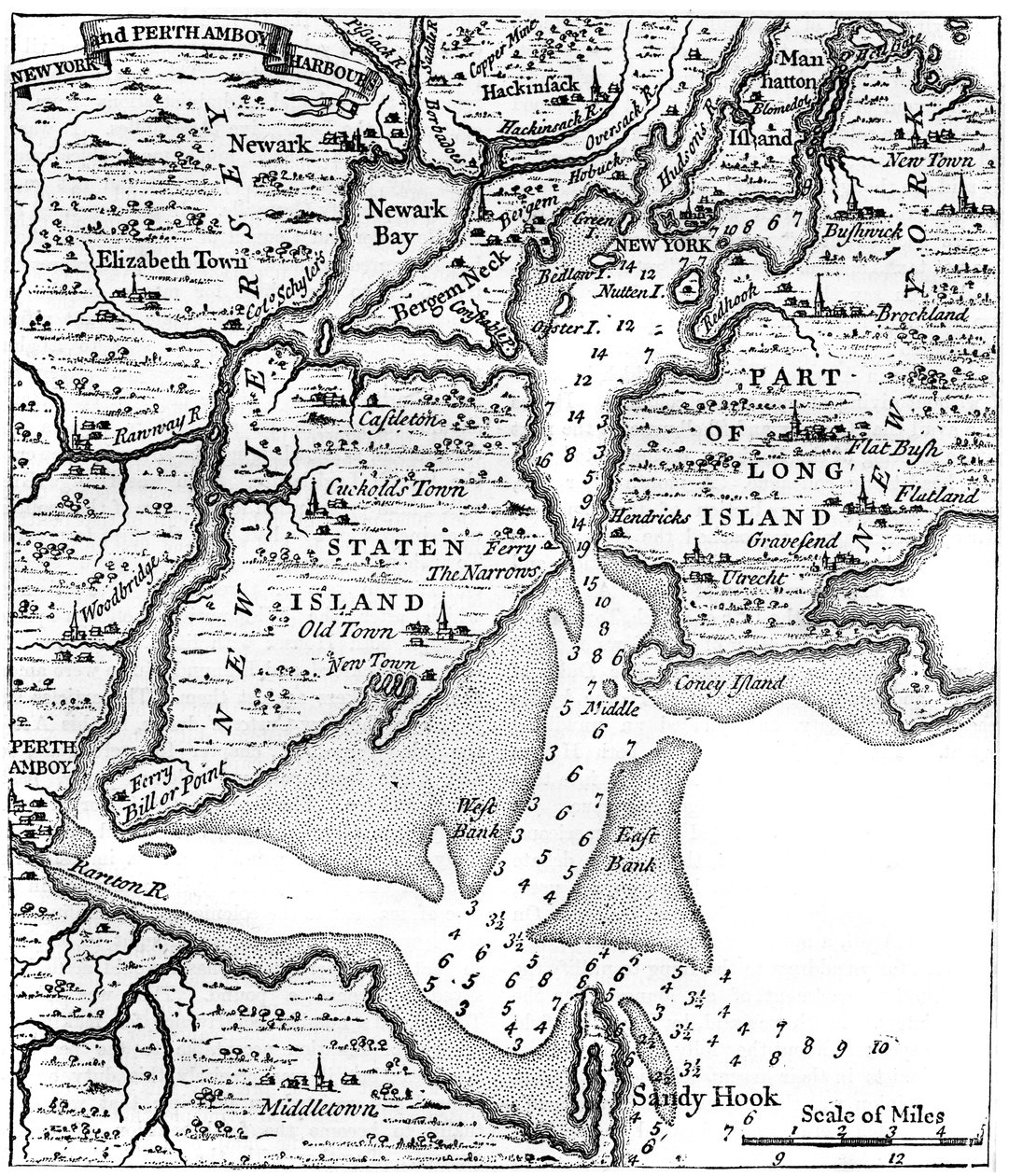 Karte von New York um die Mitte des 18. Jahrhunderts, um 1880 von Unbekannt