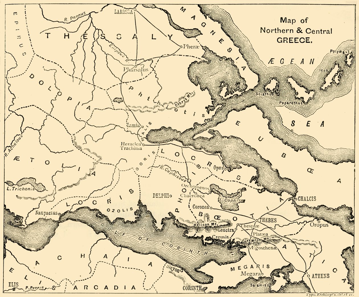 Karte von Nord- und Mittelgriechenland, 1890 von Unbekannt