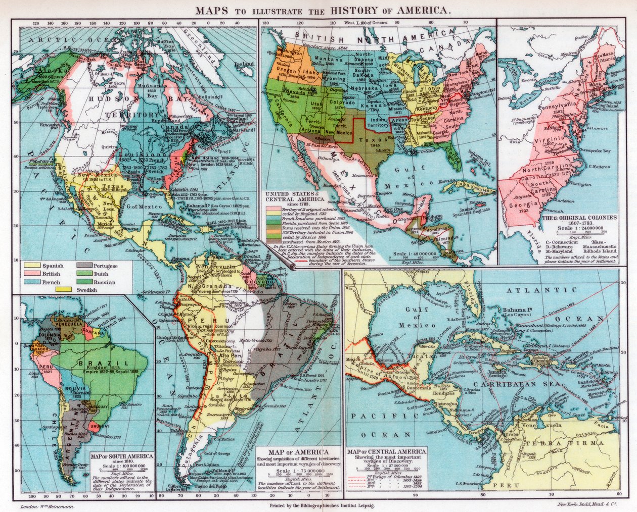 Karten zur Veranschaulichung der Geschichte Amerikas, 1901 von Unbekannt