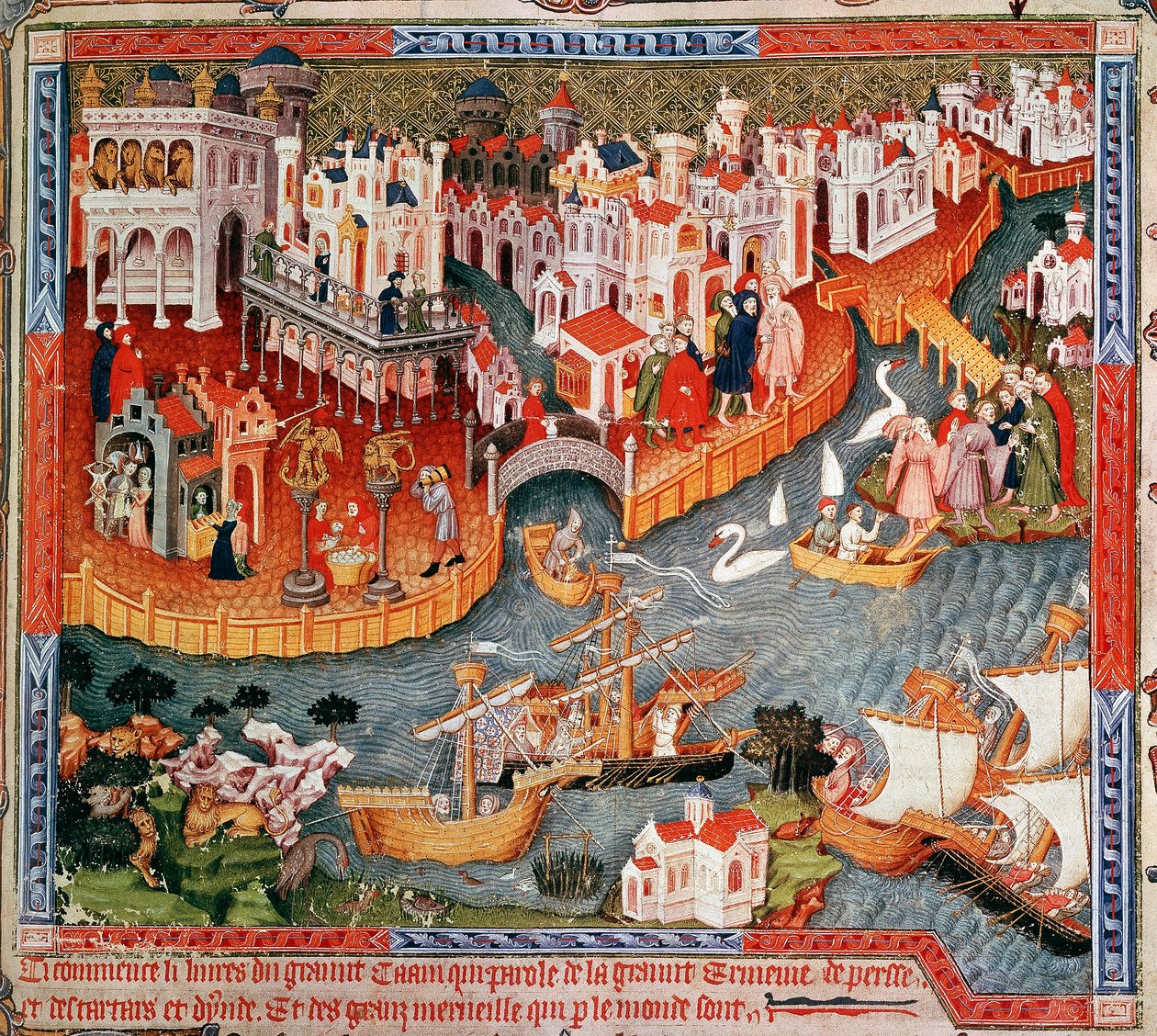Marco Polo segelt 1271 von Venedig ab, 15. Jahrhundert von Unbekannt