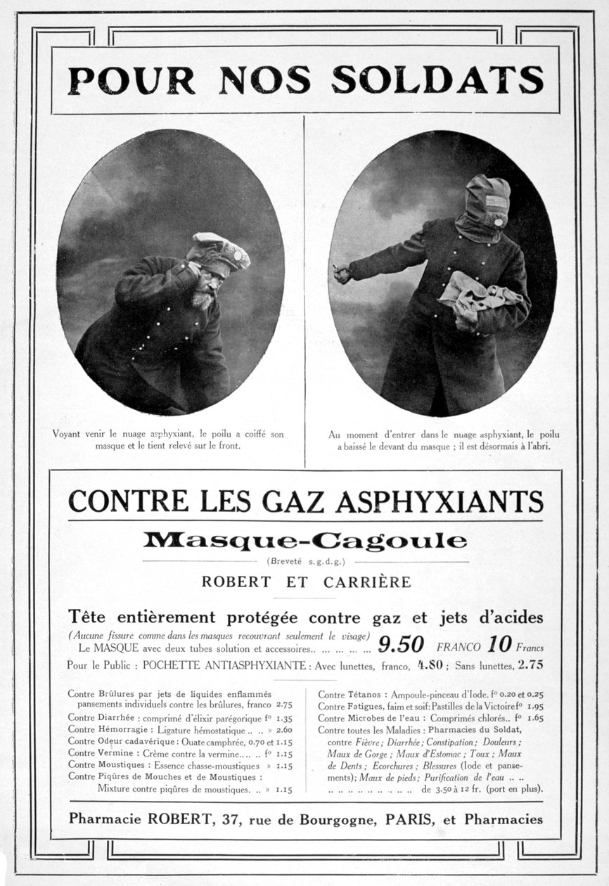 Masque cagoule Gasmaske Werbung, 1915 von Unbekannt
