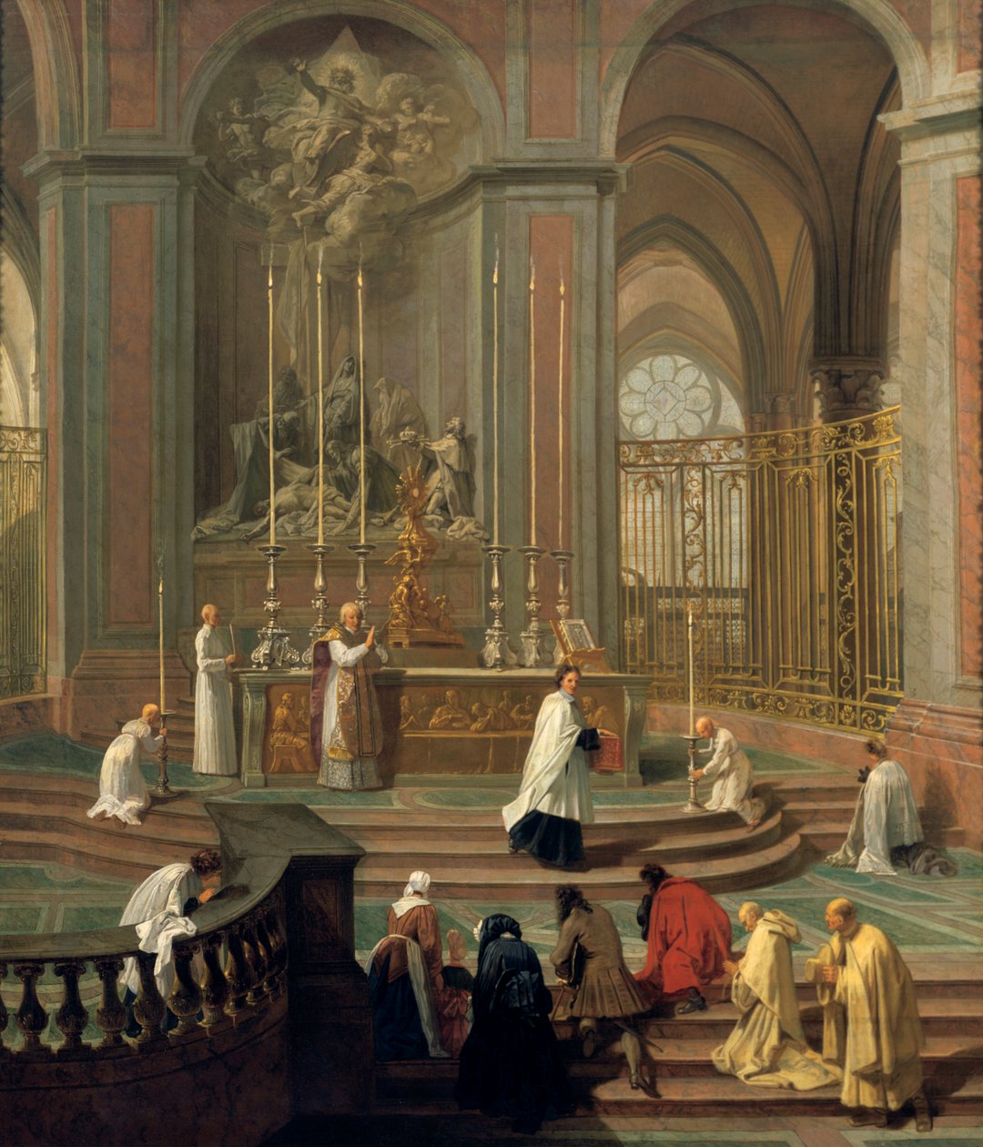 Messe gelesen vom Kanoniker de la Porte, oder der Hauptaltar von Notre Dame, Paris, 1708-1710 von Unbekannt