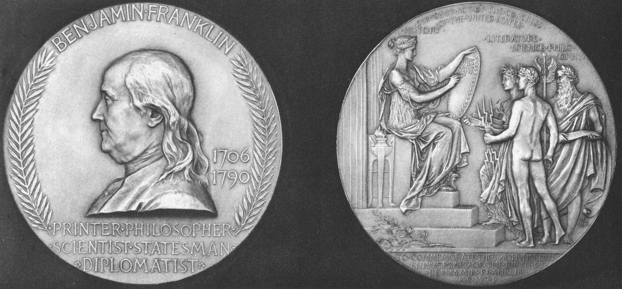 Medaille geprägt zum 200. Geburtstag von Benjamin Franklin von Unbekannt