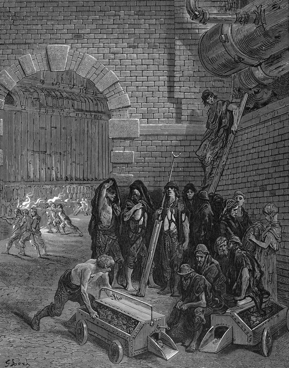 Männer machen eine Pause vom Aufladen der Retorten, Lambeth Gaswerk, 1872 von Unbekannt