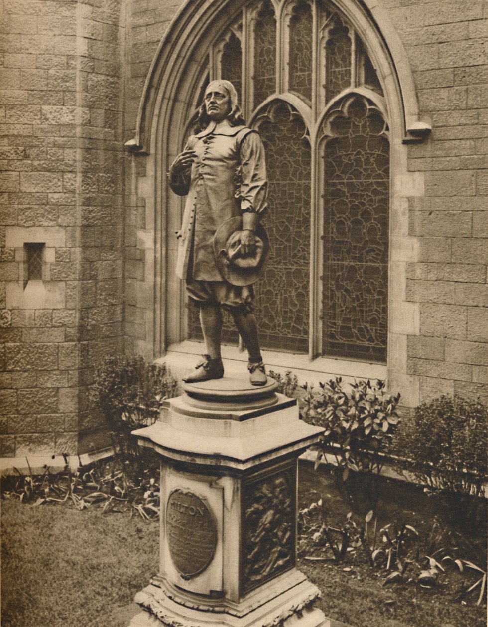 Miltons Statue vor seiner eigenen Grabstätte in der Stadt, um 1935 von Unbekannt