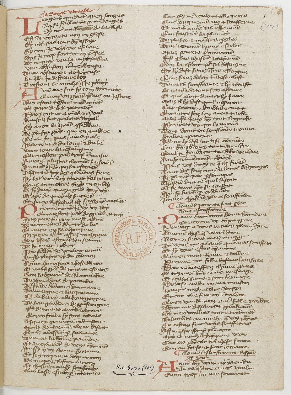 Ménagier de Paris, eine Manuskriptseite, 1393 von Unbekannt