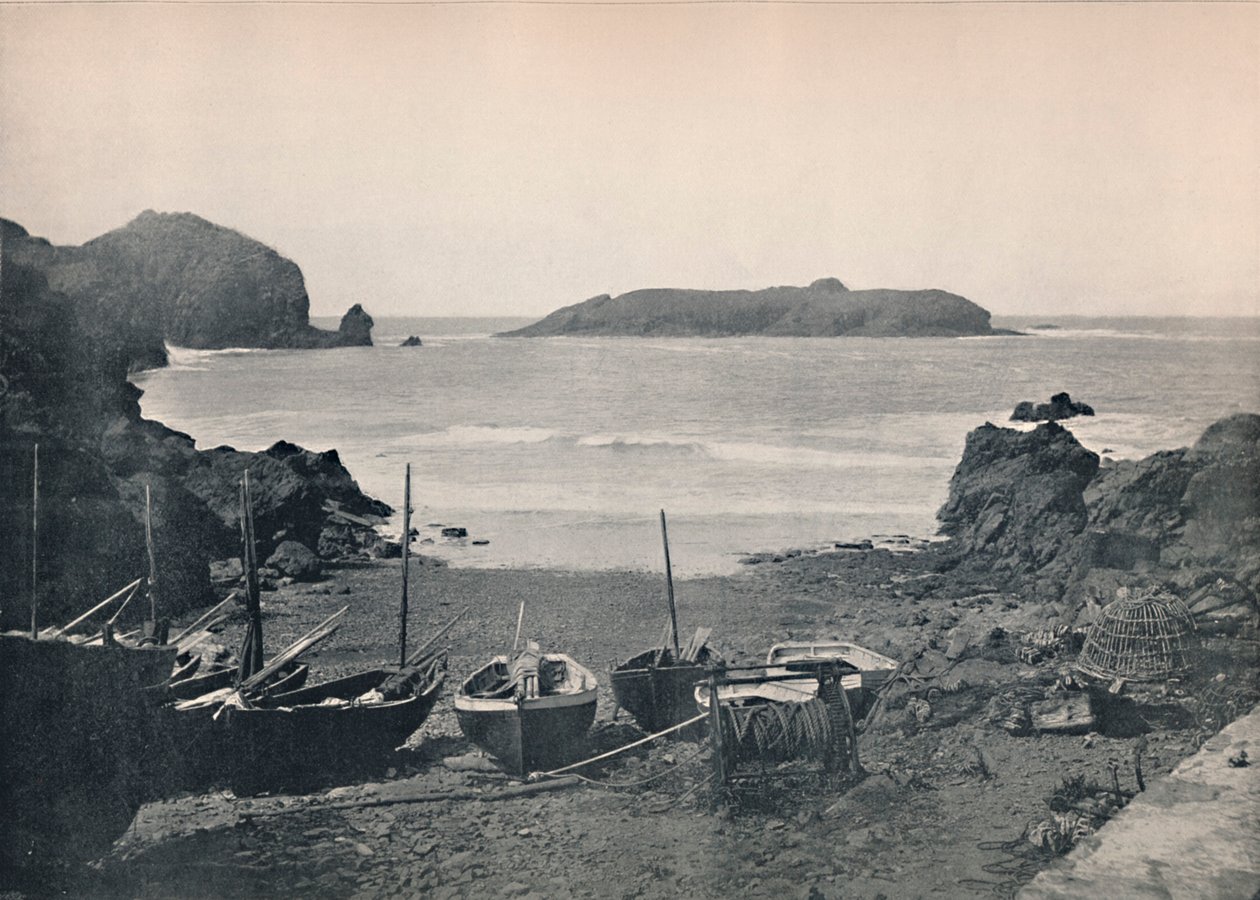 Mullion Cove - zeigt Mullion Island, 1895 von Unbekannt