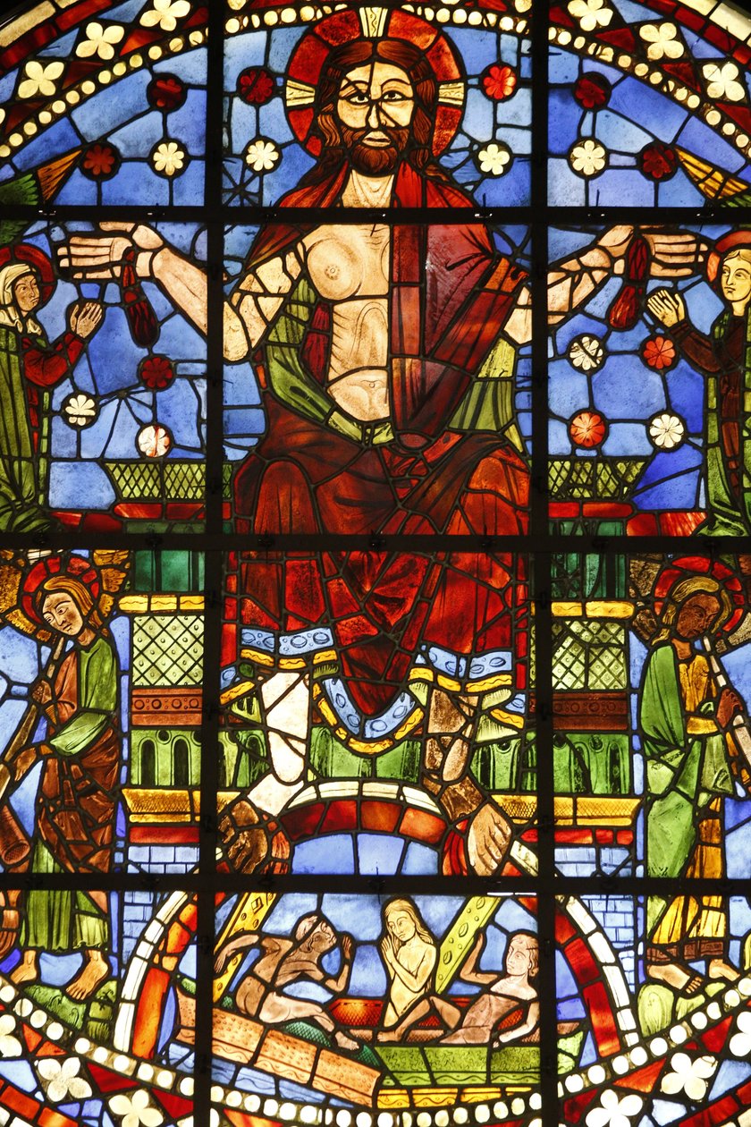 Nationalmuseum der französischen Denkmäler. Alte Kirche der Cordeliers, Chateauroux. Buntglasfenster des Jüngsten Gerichts, Paris, Frankreich von Unbekannt