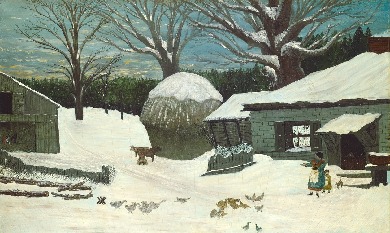 Neuengland-Farm im Winter, 1850 oder später von Unbekannt