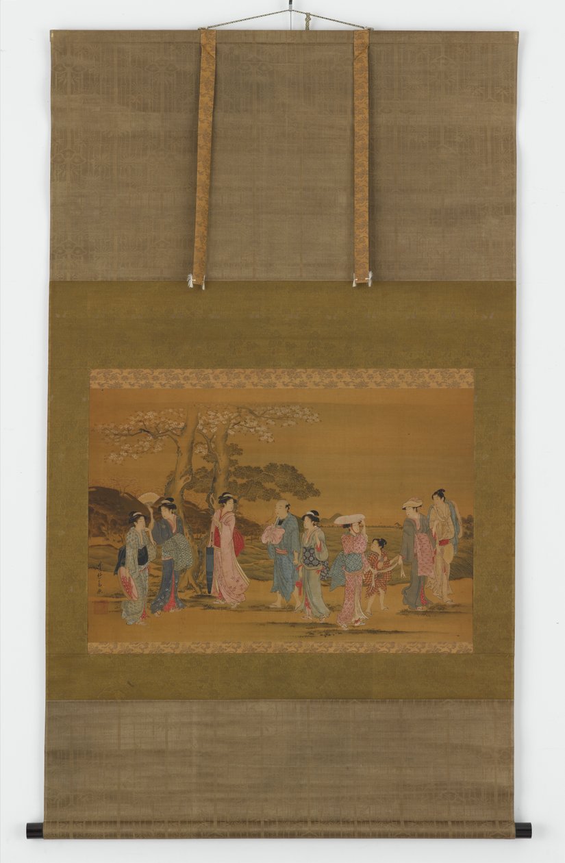 Neun Menschen, die Kirschblüten sehen, Edo-Periode, 1615-1868 von Unbekannt