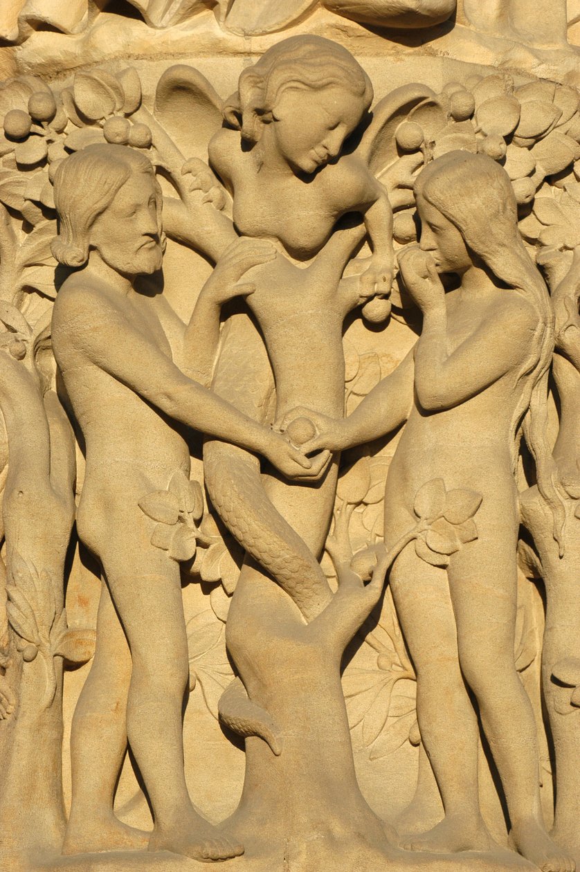 Notre-Dame-de-Paris-Kathedrale Skulptur: Adam und Eva, Paris, Frankreich von Unbekannt