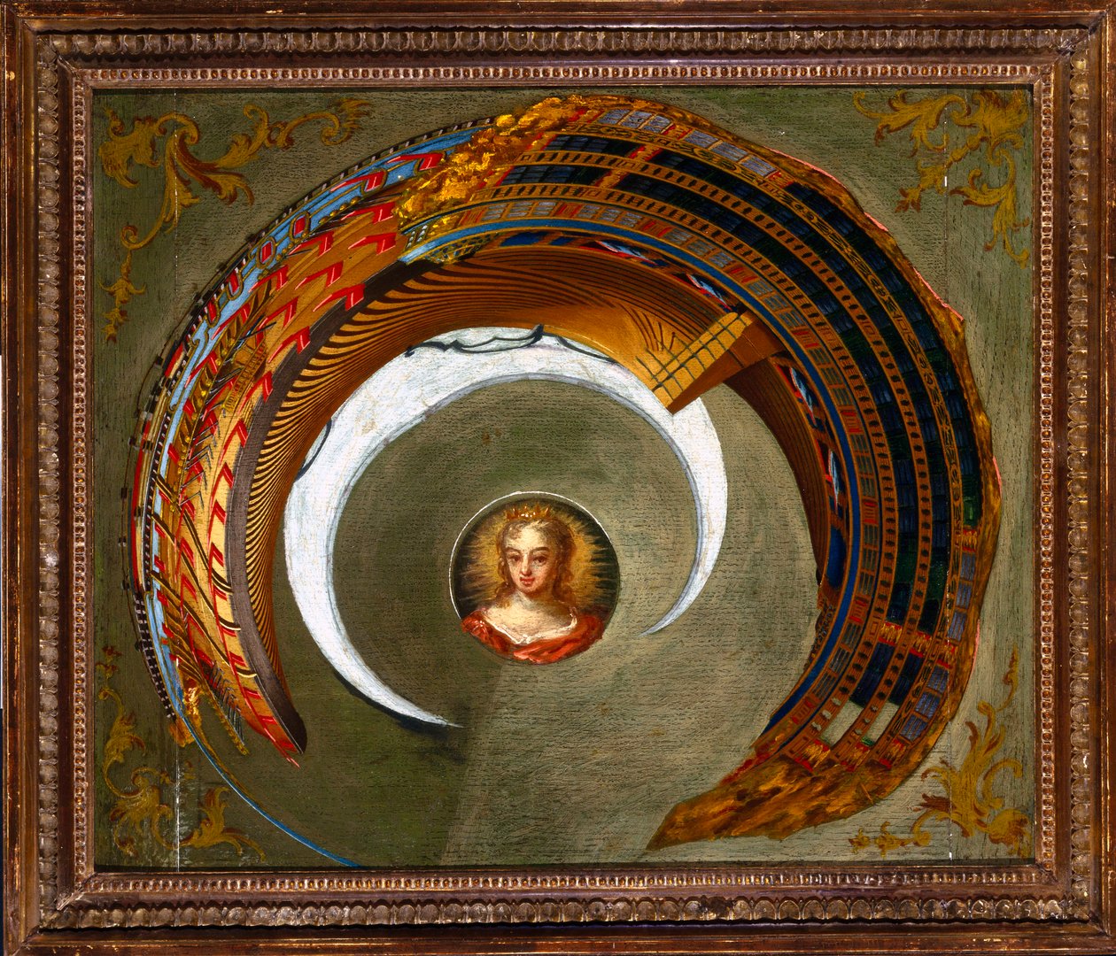 Optische Täuschungen Anamorphotisches Gemälde eines Schiffes, ca. 1744-1774 von Unbekannt
