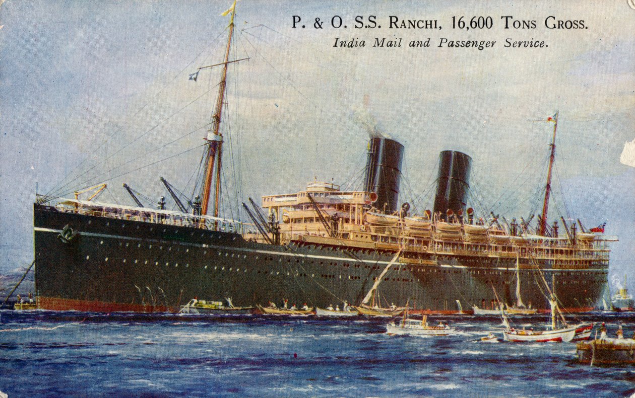 P. & O. S.S. Ranchi, 16.600 Tonnen Brutto, Indien Post- und Passagierservice, 1934 von Unbekannt