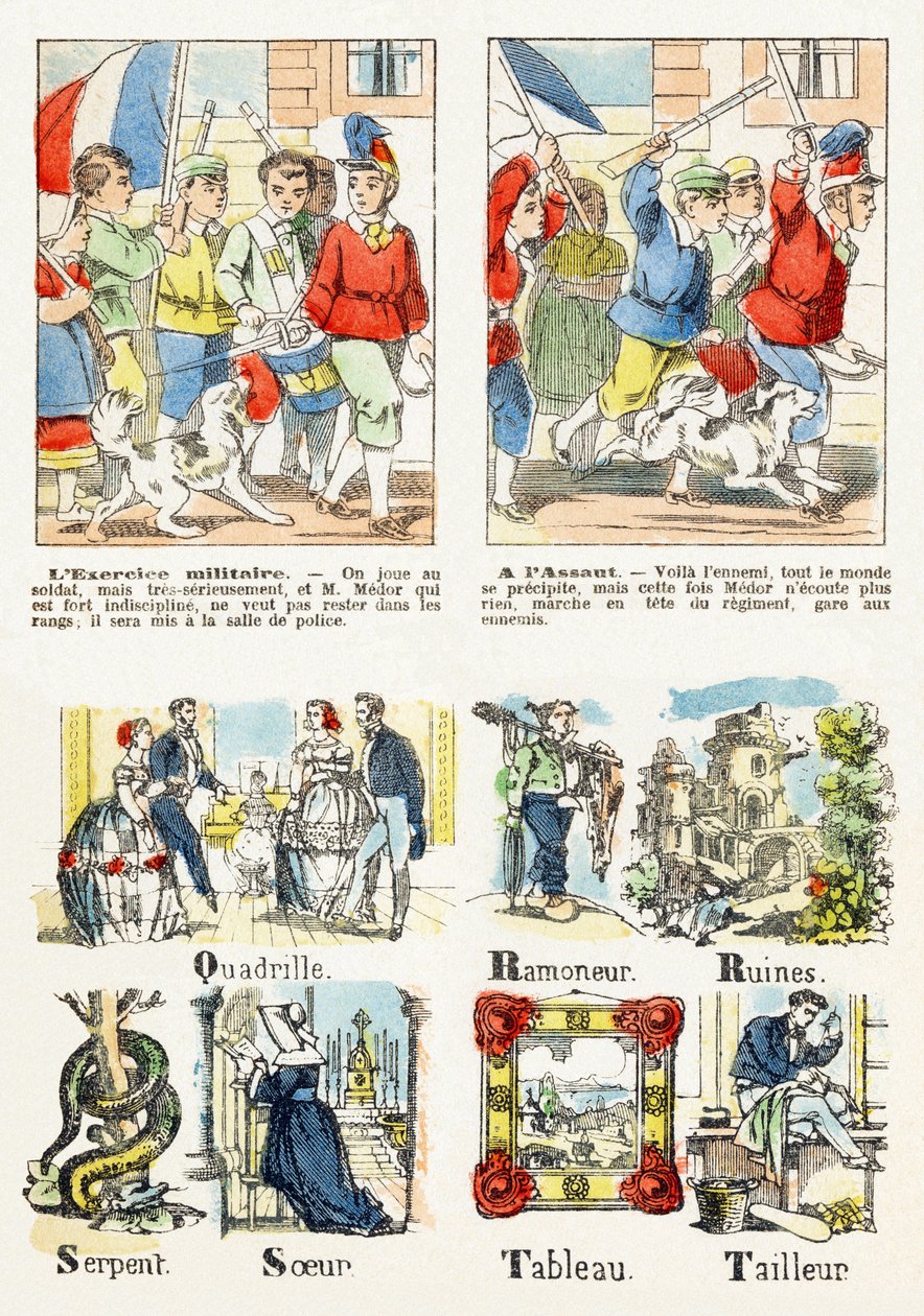 Seite 7 - Kinderspiele: Militärübung, Angriff - Alphabet - Kinderspiele - Epinal-Bilder, populäre Serie, um 1890 von Unbekannt