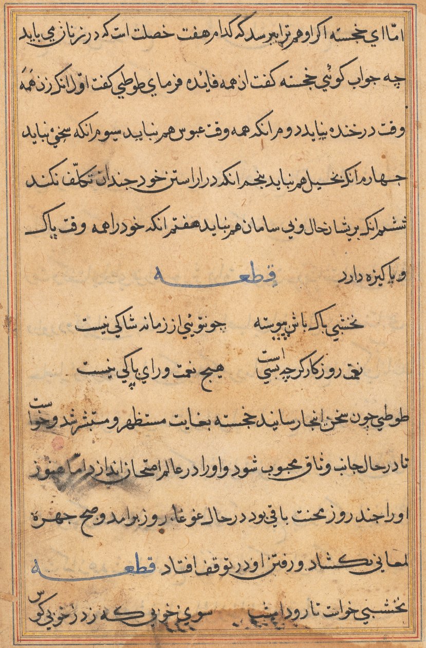 Seite aus Geschichten eines Papageis Tuti-nama: Textseite, ca. 1560 von Unbekannt