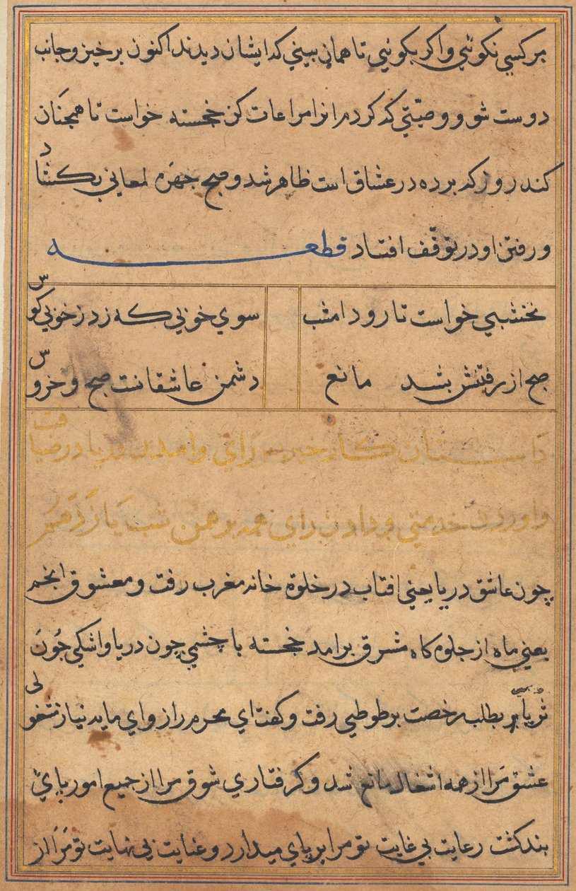 Seite aus Geschichten eines Papageis Tuti-nama: Textseite, ca. 1560 von Unbekannt