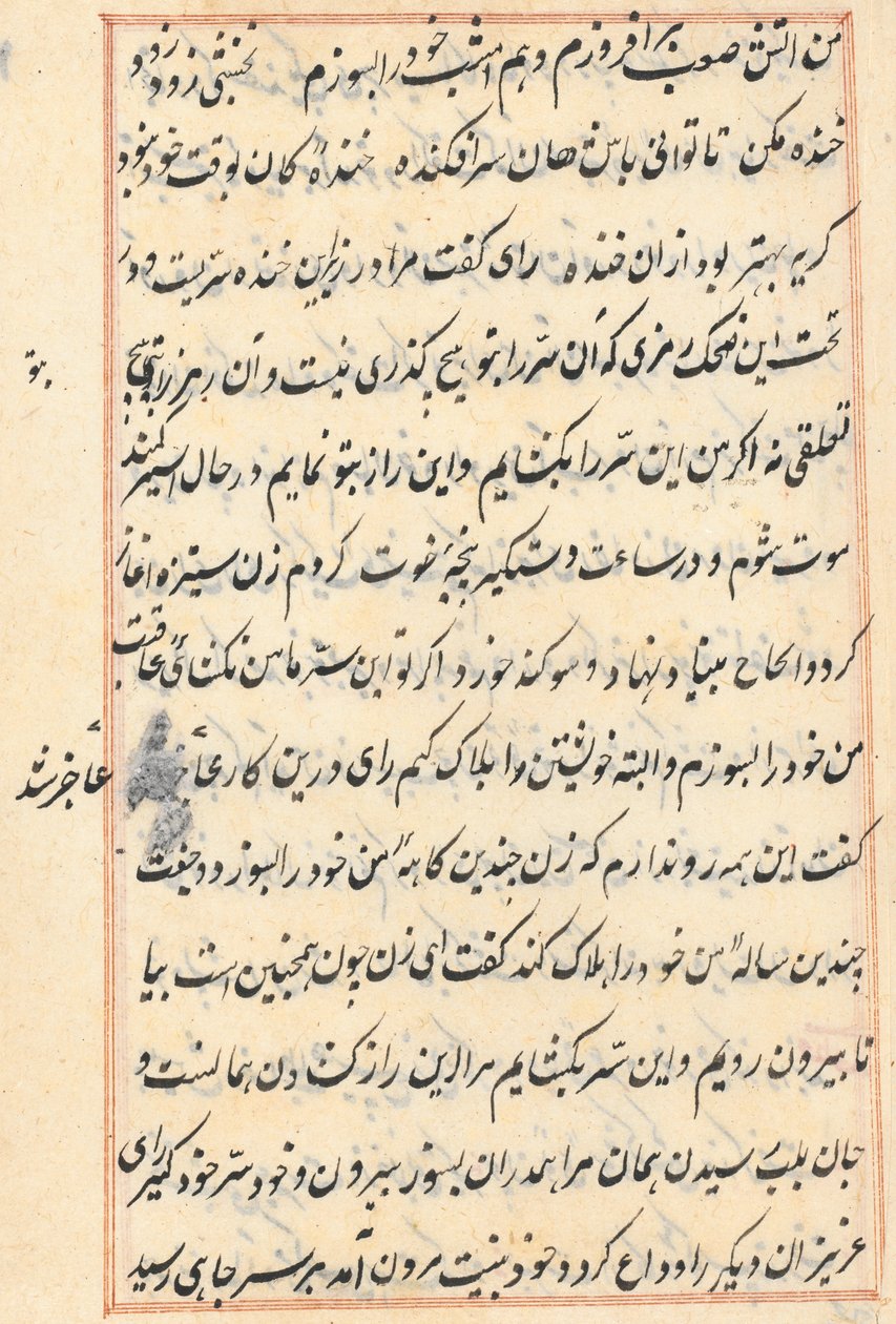 Seite aus Geschichten eines Papageis Tuti-nama: Textseite, ca. 1560 von Unbekannt