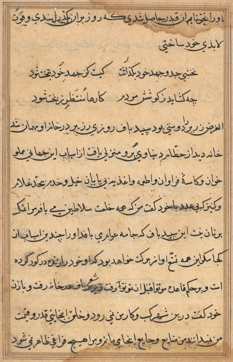 Seite aus den Geschichten eines Papageis Tuti-nama: Textseite, ca. 1560 von Unbekannt