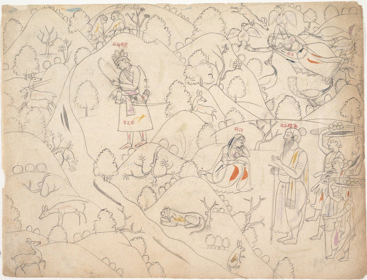Seite aus einer verstreuten Ramayana Geschichte von Rama (erstes Viertel des 19. Jahrhunderts) von Unbekannt