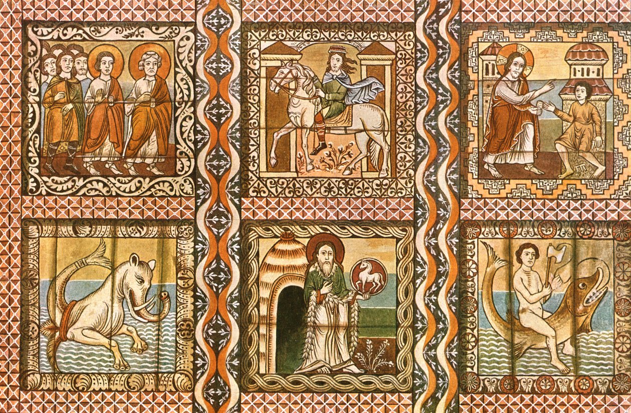 Bemalte Holzdecke in der St. Martins Kirche, Zillis, Schweiz, 1928 von Unbekannt