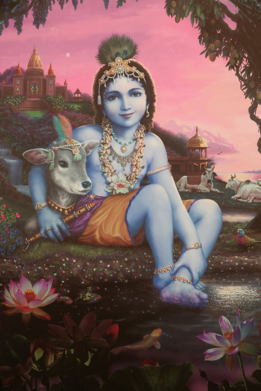 Gemälde des hinduistischen Gottes Krishna als Kind, Indien von Unbekannt