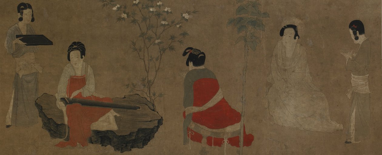 Palastdamen stimmen eine Zither qin, Ming-Dynastie, 1368-1644 von Unbekannt