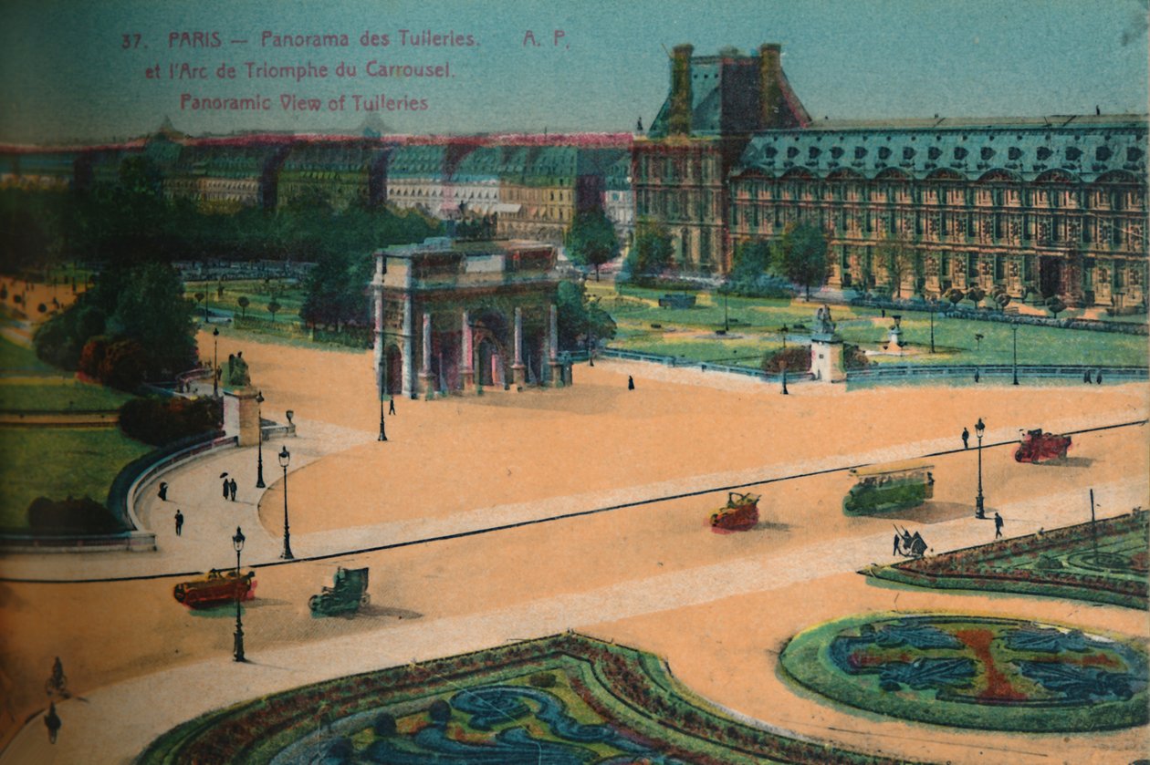 Panoramablick auf die Tuilerien und den Arc de Triomphe du Carrousel, Paris von Unbekannt