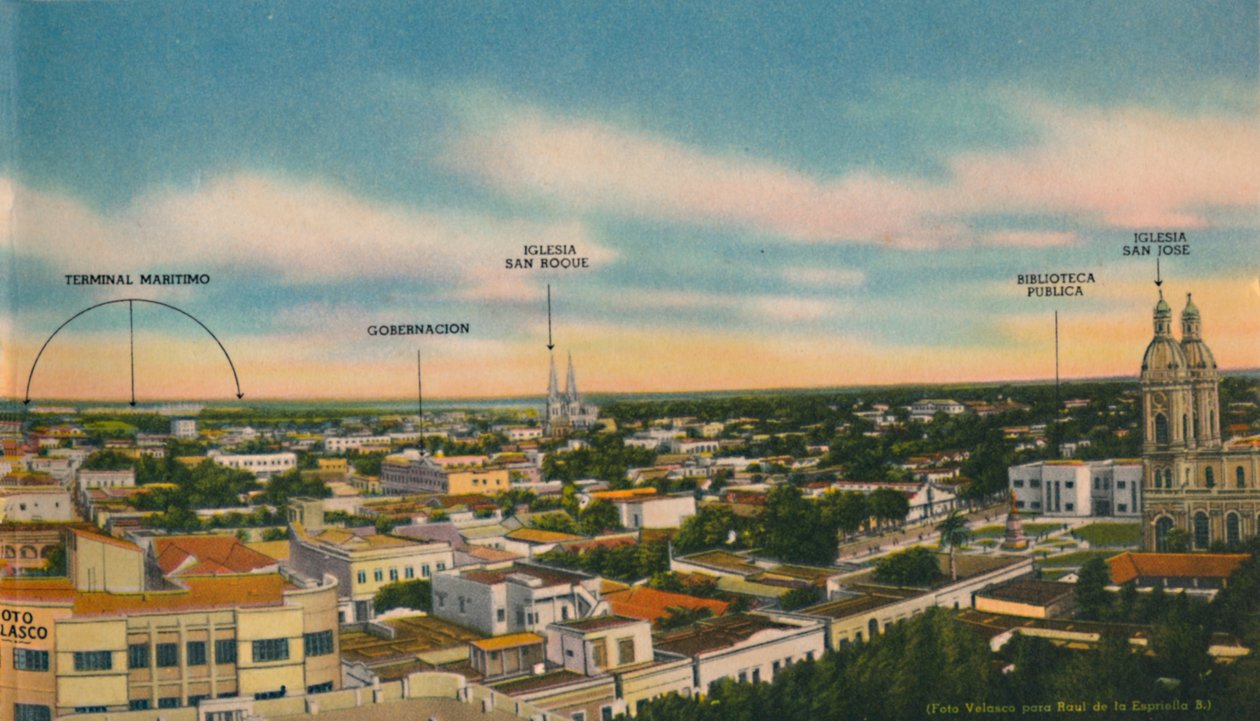 Panorama des zentralen Sektors von Barranquilla, ca. 1940er Jahre von Unbekannt