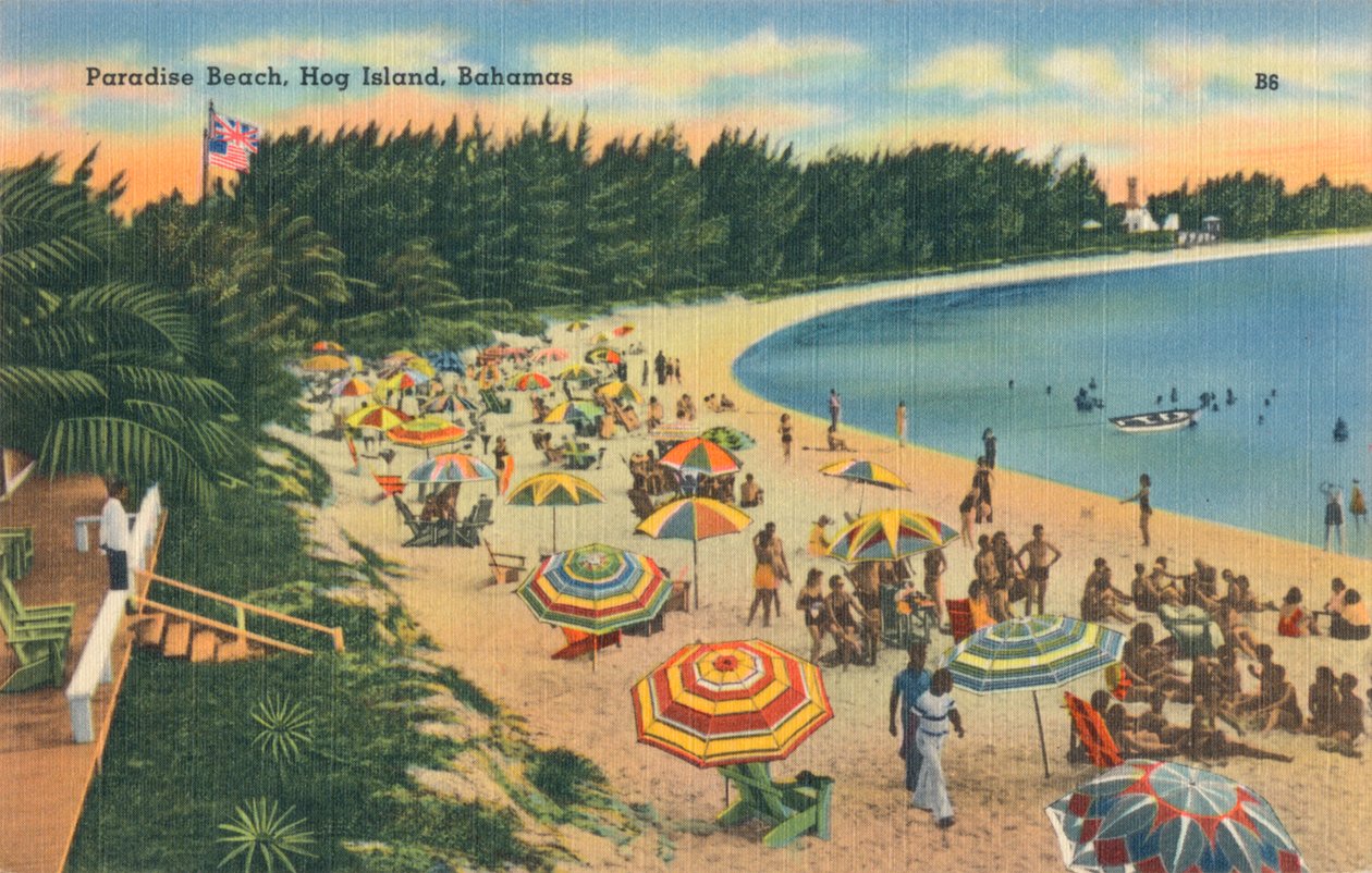 Paradise Beach, Hog Island, Bahamas, ca. 1930 von Unbekannt