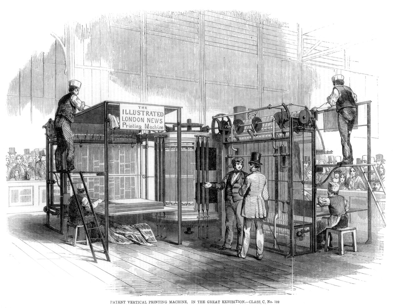 Patentierte vertikale Druckmaschine, Große Ausstellung, London, 1851 von Unbekannt