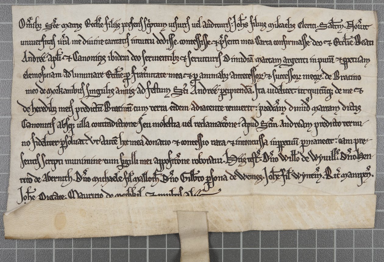 Pittance-Schrift: Urkunde zur Gewährung von Almosen an die Kirche des Heiligen Andreas des Apostels von Unbekannt